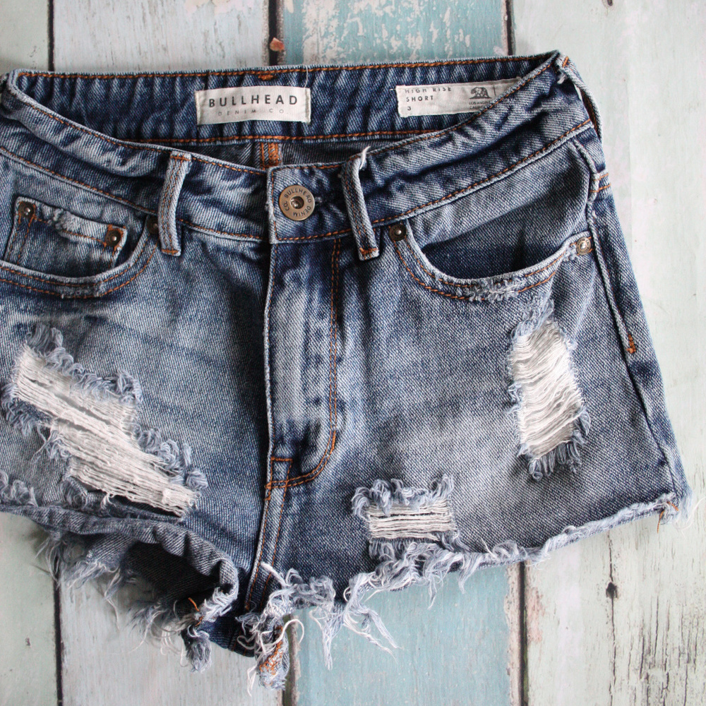 Bullhead Denim Co. Hi-Rise Distressed Cutoff Short